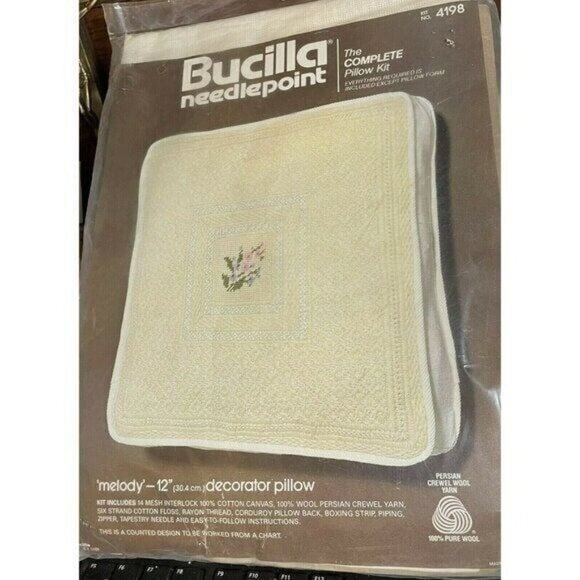 Bucilla Melody Crewel Needlepoint Kit 4198 12" Pillow Cover Counted Vintage USA - Picture 3 of 4